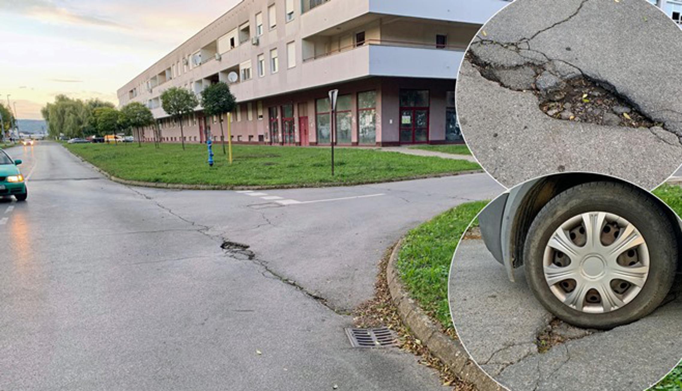 Prijeteća rupa na raskrižju kod Bloka IV Naselja Andrije Hebranga može prouzročiti probijanje gume